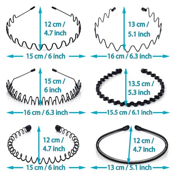 ⚡Men C-New 10pcs Metal Fashion Unisex Wavy Outdoor Simple Elastic Headband - Picture 3 of 9